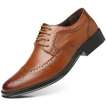39 BRĄZOWE OXFORDKI PÓŁBUTY ELEGANCKIE WYJŚCIOWE SKÓRZANE BUTY KLASYCZNE