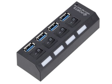 HUB USB 4 порта USB 3.0, разветвитель вкл. выкл.