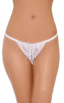 SOFTLINE 2250 SEKSOWNE BIAŁE KORONKOWE STRINGI S-L