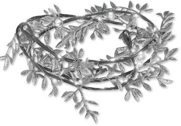 ДЕКОРАТИВНАЯ ГИРЛЯНДИЯ СВЕТОДИОДНЫЙ ВЕНОК СЕРЕБРЯНЫЙ КРЕМОВЫЙ + 3x AA