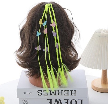 Разноцветные блики - 6 штук искусственных резинок для волос для плетения