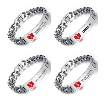 МЕДИЦИНСКИЙ БРАСЛЕТ (СТАЛЬ) С ГРАВИРОВКОЙ ТЕКСТА