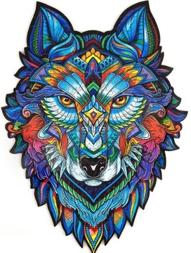 PUZZLE DREWNIANE DLA DOROSŁYCH KOLOROWY WILK