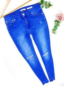 AT44 RURKI JEANS SPODNIE DAMSKIE SKINNY WYSOKI STAN PRZETARCIA XS 34 S 36