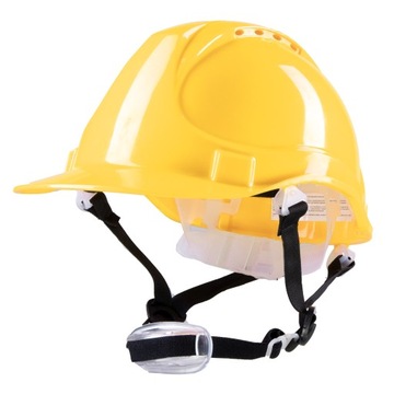 Hełm POLSTAR żółty, kask 4-punktowy, ABS, budowlany, przemysłowy