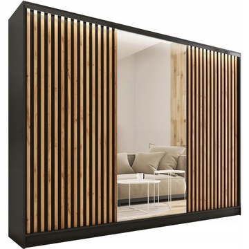 Szafa przesuwna z lustrem lamele 250 cm LOFT wotan