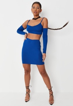 F015B21 Missguided KOMPLET TOP SPÓDNICA KOBALT 40