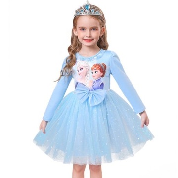 Платье Elsa Frozen, бант из хлопкового тюля