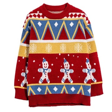 DZIECIĘCY SWETER ŚWIĄTECZNY CZERWONY BAŁWANKI ŚWIĄTECZNE WZORY ŚWIĘTA