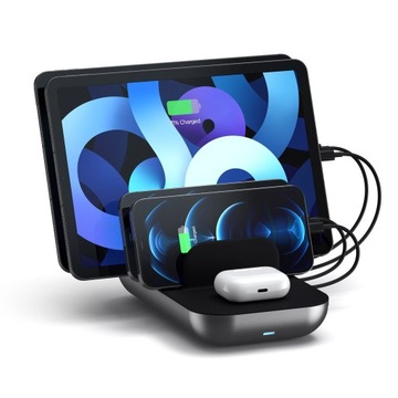 ЗАРЯДНАЯ СТАНЦИЯ SATECHI 2x USB-C 2xUSB-A QI, беспроводная связь