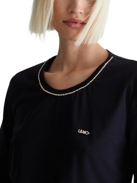 T-shirt damski LIU JO czarny z długim rękawem i małym logo M