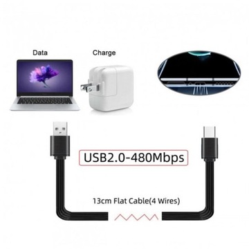 Плоский кабель USB 3.1 USB-C тип C — USB 2.0 13 см