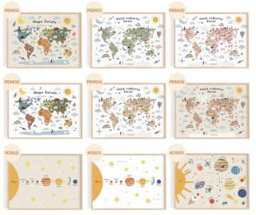 Набор детских плакатов ALPHABET NUMBERS MAP EMOTIONS 30x40 A3 различные дизайны