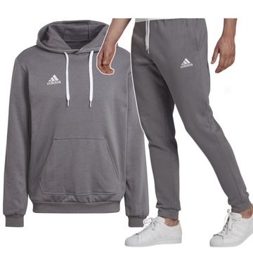 Adidas Dres Męski Komplet Bawełniany Bluza + Spodnie CIepły Szary Rozmiar L
