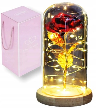 ВЕЧНАЯ РОЗА В СТЕКЛЕ, СВЕТЯЩИЕСЯ СВЕТОДИОДНЫЕ ОГНИ, ПОДАРОК ​​НА ЖЕНСКИЙ ДЕНЬ