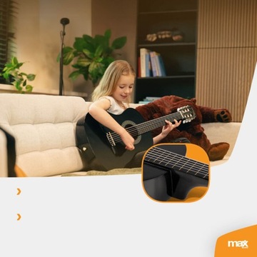 Молодёжная классическая гитара SoloArt Max 3/4, чёрная + аксессуары