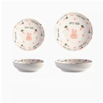 Посуда керамическая с рисунком животных, мультяшный узор, подушка, подглазурная