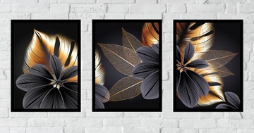 НАБОР РАМА A3x3 ИЗОБРАЖЕНИЕ ЗОЛОТЫЕ ЦВЕТЫ ЗОЛОТЫЕ ЛИСТЬЯ