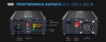 Инвертор чистого синуса Newell 12 В 230 В 1000 Вт