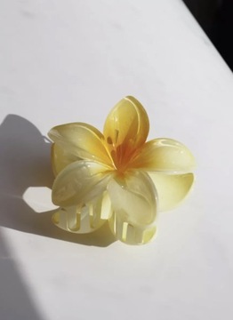 Пряжка, заколка для волос, большой цветок, цветок бохо, гавайский, белый