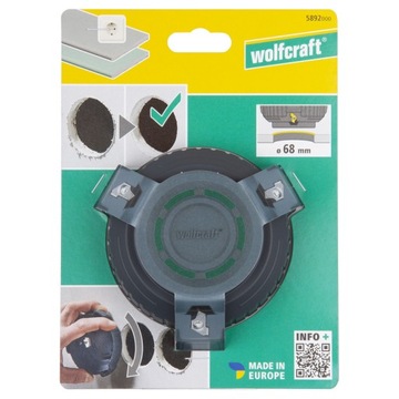 WOLFCRAFT Снятие фасок с кромок отверстий в гипсокартоне Ø68мм + столярный карандаш