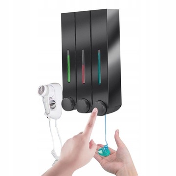 Дозатор для мыла настенный - Тройной черный