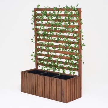 Большой деревянный садовый горшок высокий 140 см, вставка 3x18L Терраса садовый балкон