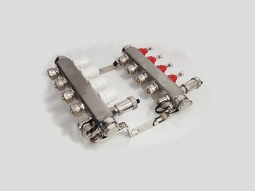 Распределитель центрального отопления 9 контуров, секций, клапаны PEX 16 с сальником RPC9