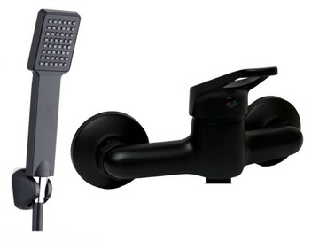 BATERIA PRYSZNICOWA CUBIC LOFT MODERN black CZARNY + ZESTAW NATRYSKOWY