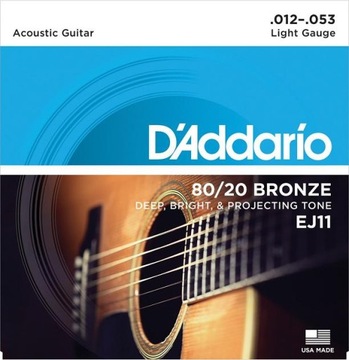 D'Addario EJ11 struny do gitary akustycznej 12-53