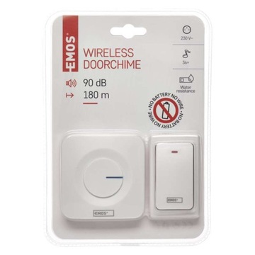 EMOS DZWONEK ZDALNY 230V+PRZYCISK KINET 90dB P5729