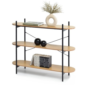 MODNA KONSOLA 120 LOFT NISKI REGAŁ 99CM Z PÓŁKAMI INGRID DĄB STELAŻ CZARNY