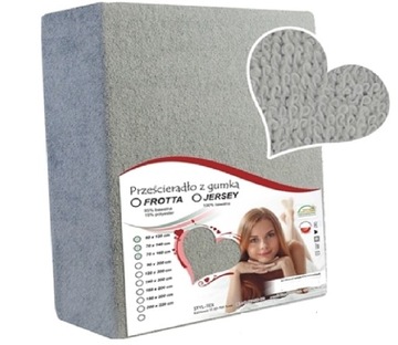 PRZEŚCIERADŁO FROTTE 160x200 Z GUMKĄ POLSKIE PREMIUM GRUBE FROTTA SZARE