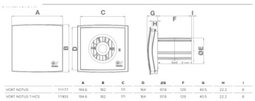 Комплект вытяжки FAN 100мм EC NOTUS VORTICE MADE IN ITALY