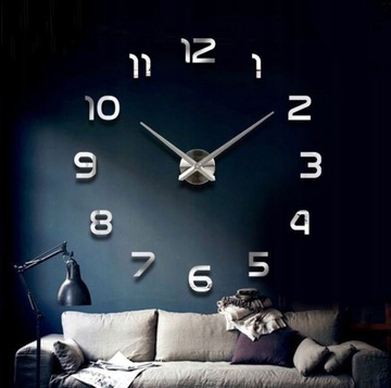 БОЛЬШИЕ НАСТЕННЫЕ ЧАСЫ САМОДЕЛЬНЫЕ, НАКЛЕЙЧЕННЫЕ СОВРЕМЕННОЕ ЗЕРКАЛО