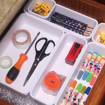 ORGANIZER DO SZUFLADY MODUŁOWY PLASTIKOWY BIAŁY WKŁAD DO PRZECHOWYWANIA