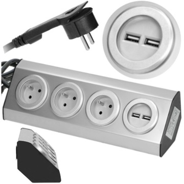 GNIAZDO MEBLOWE BIURKOWE NAROŻNE BLATOWE USB KABEL