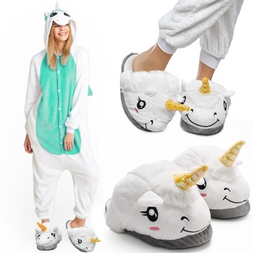 KOMBINEZON JEDNOCZĘSCIOWY PIŻAMA KIGURUMI JEDNOROŻEC MINT S + KAPCIE