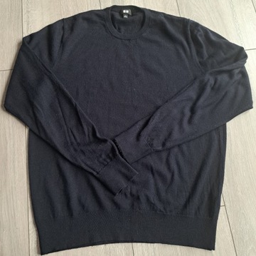 Uniqlo sweter granat 100% wełna L crew neck