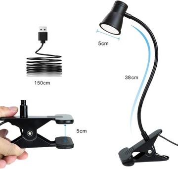ГИБКАЯ НАСТОЛЬНАЯ СВЕТОДИОДНАЯ ЛАМПА USB CLIP ШКОЛЬНАЯ НОЧЬ 3 ЦВЕТА ДЛЯ ЧТЕНИЯ