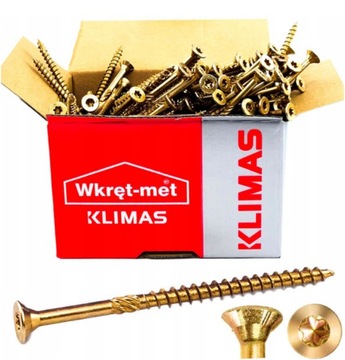 WKRĘTY CIESIELSKIE DO DREWNA KMWHT 6x80 TORX ŁEB STOŻKOWY KLIMAS 100 sztuk