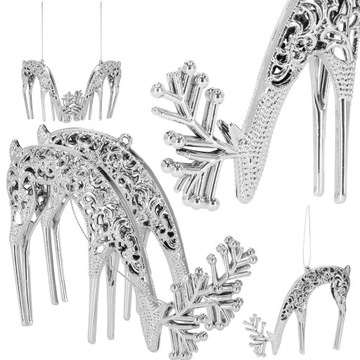 СЕРЕБРЯНЫЕ ПОДВЕСКИ ОЛЕНИ НА ЕЛКУ, АЖУР 2 шт.