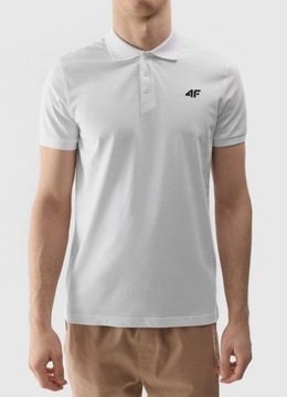 Męski t-shirt polo bawełniany 4F M129 SS24 3XL biały