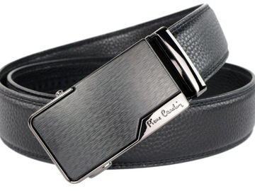 PIERRE CARDIN Skórzany Pasek Męski Elegancki KLAMRA AUTOMAT Skóra PREMIUM