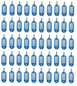 BRELOK identyfikator kluczy 50szt JASNO NIEBIESKI