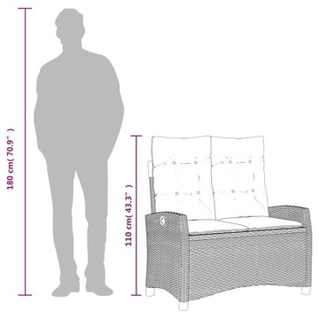 РАЗДВИЖНАЯ САДОВАЯ СКАМЬЯ С ПОДУШКАМИ, КОРИЧНЕВЫЙ ПОЛИРАТТАН