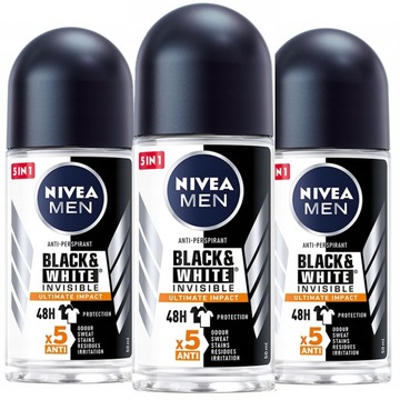 Antyperspirant Nivea MEN Black&White Ultimate Impact kulka 3 x 50ml
