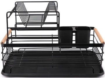 ДВУХУРОВНЕВАЯ СУШИЛКА ПОСУДЫ СУШИЛКА ДЛЯ СТОЛОВЫХ ПРИБОРОВ С ДЕРЕВЯННЫМИ РУЧКАМИ