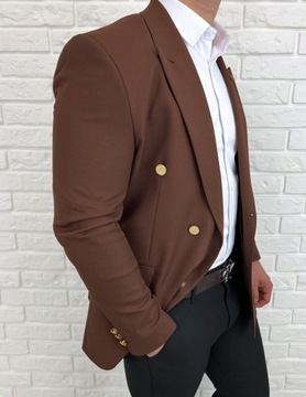 Коричневый мужской двубортный пиджак Н95 - 56