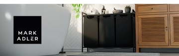 КОРЗИНА ДЛЯ БЕЛЬЯ ТРЕХКОМНАТНАЯ Mark Adler Tidy 3.0 Черная 38л